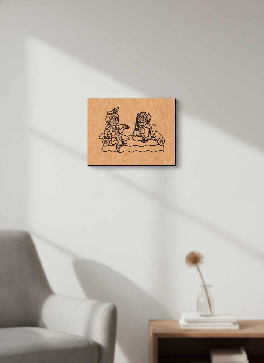MDF DIY wall art with a design of two people embracing on a white wall.