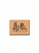 MDF DIY wall art  with a black illustration of two people in winter clothing on a white background