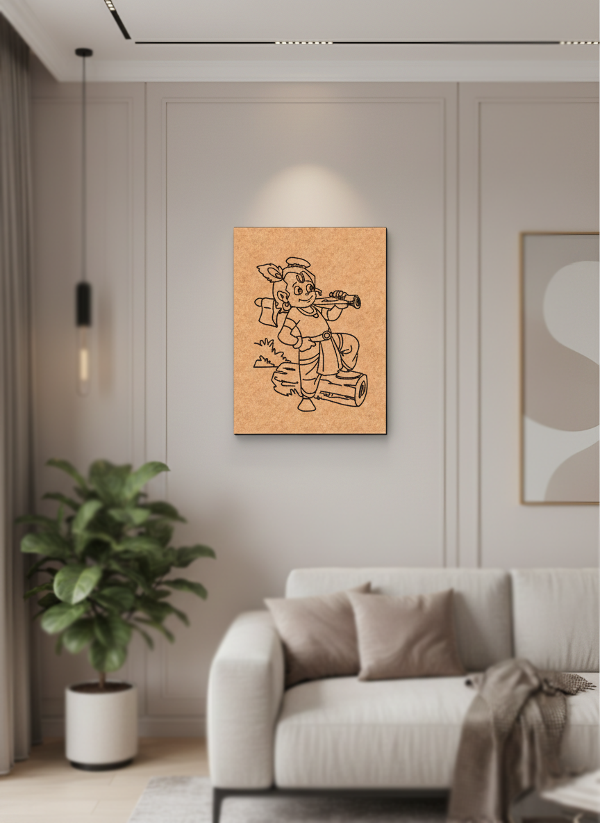 MDF DIY  Lifestyle image of a living room with a decorative wall art piece.