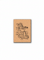 MDF DIY wall art with a printed design of a character holding a flute on a white background
