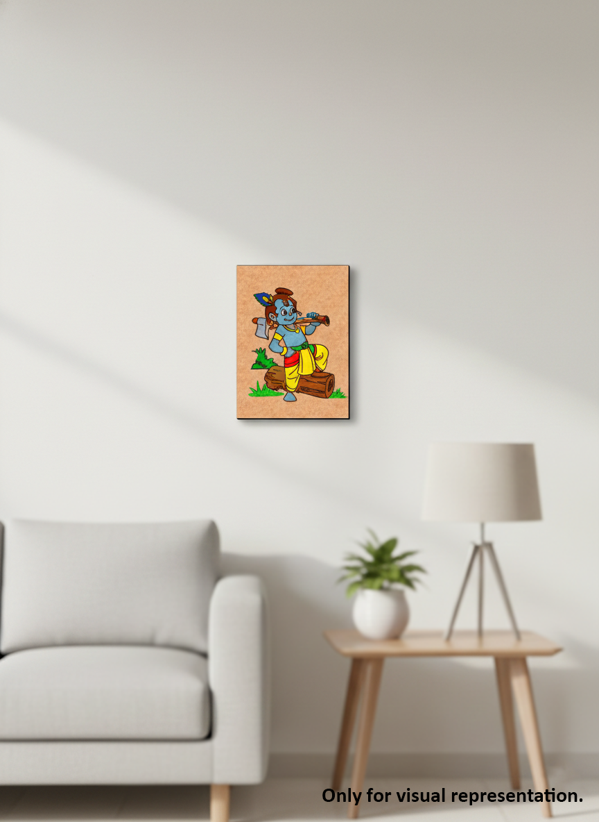 MDF DIY wall art of a cartoon character in a living room setting.