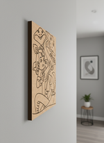 MDF DIY  wall art with animal designs on a gray wall