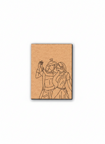 MDF DIY wall art  with a line drawing of two people on a white background