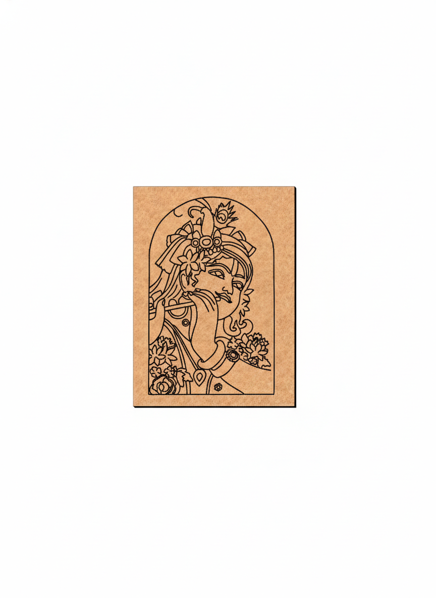 MDF DIY  wall art with a decorative illustration of a face on a white background