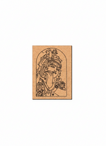 MDF DIY  wall art with a decorative illustration of a face on a white background