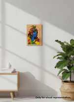 colored krishna MDF DIY wall art on white wall.