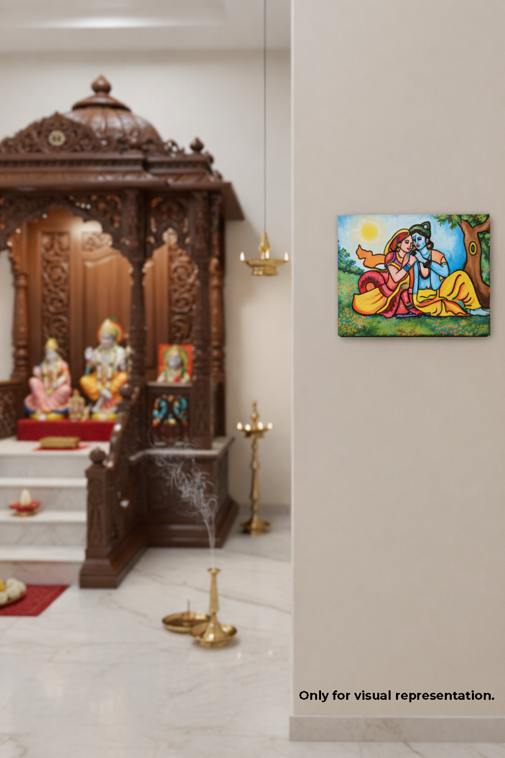 colored  MDF DIY wall art on white plain wall.