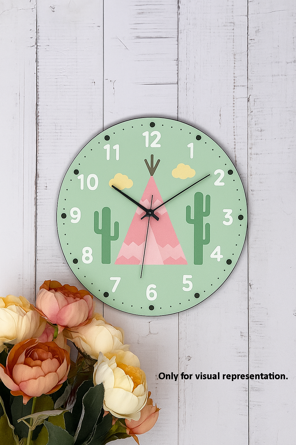 DIY tent and cactus wall clock with clouds design for kids