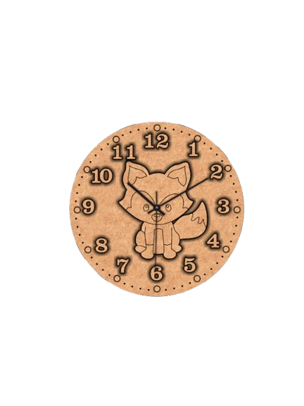 Raw MDF DIY fox wall clock craft base for painting activity