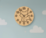MDF DIY wall clock with fox design on a light blue background.