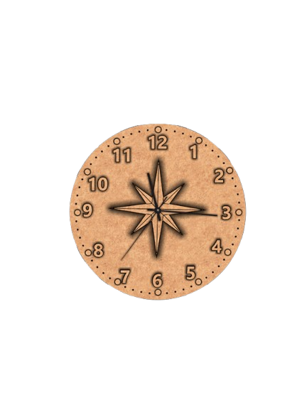 Raw MDF DIY compass star wall clock base for painting activity
