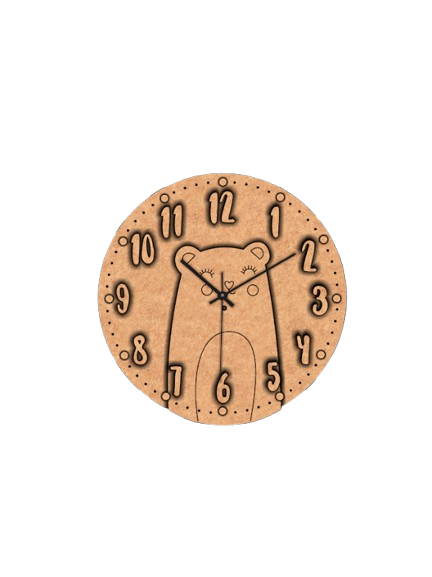 Raw MDF DIY bear wall clock base for painting activity