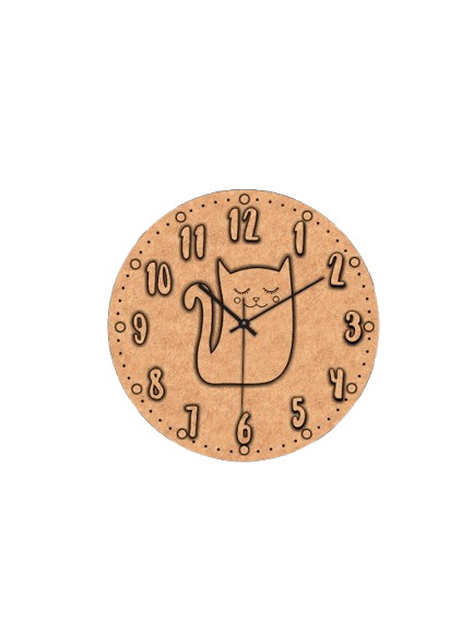 Raw MDF cat wall clock base for painting activity
