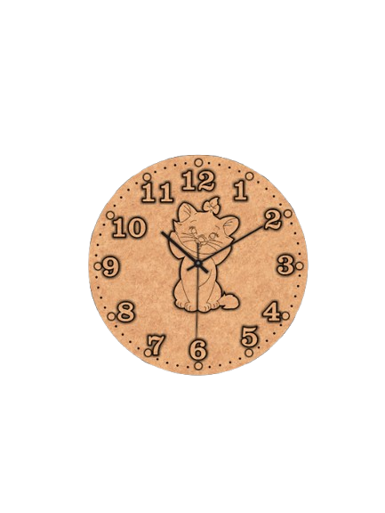 Raw MDF wall clock base cat theme
