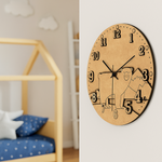 MDF DIY wall clock with bear design in a child's room