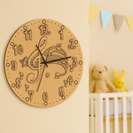 DIY MDF wall clock with musical design in a child's room