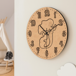 DIY MDF wall clock with decorative design on a light background