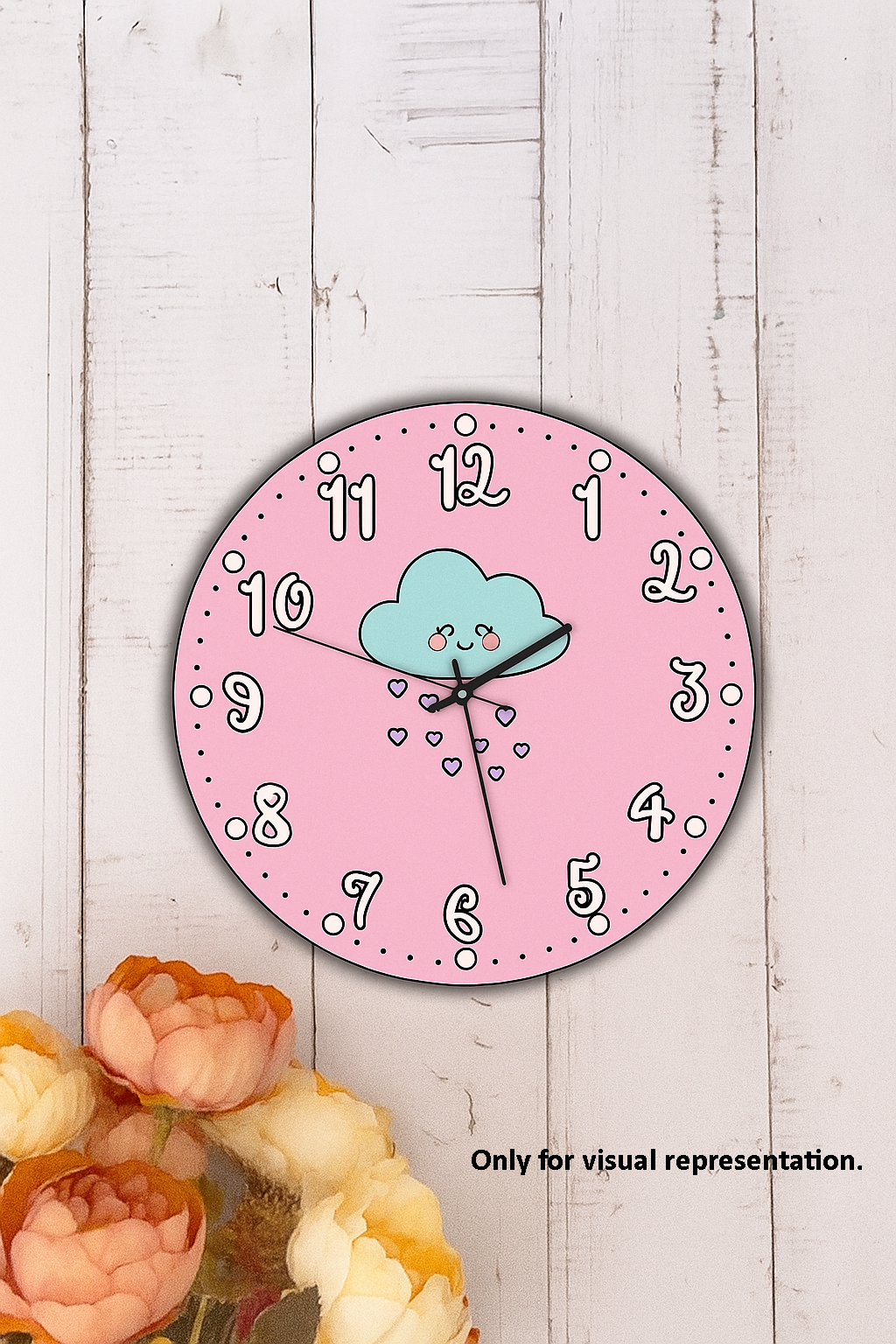 DIY kids’ cloud wall clock with hearts design MDF base