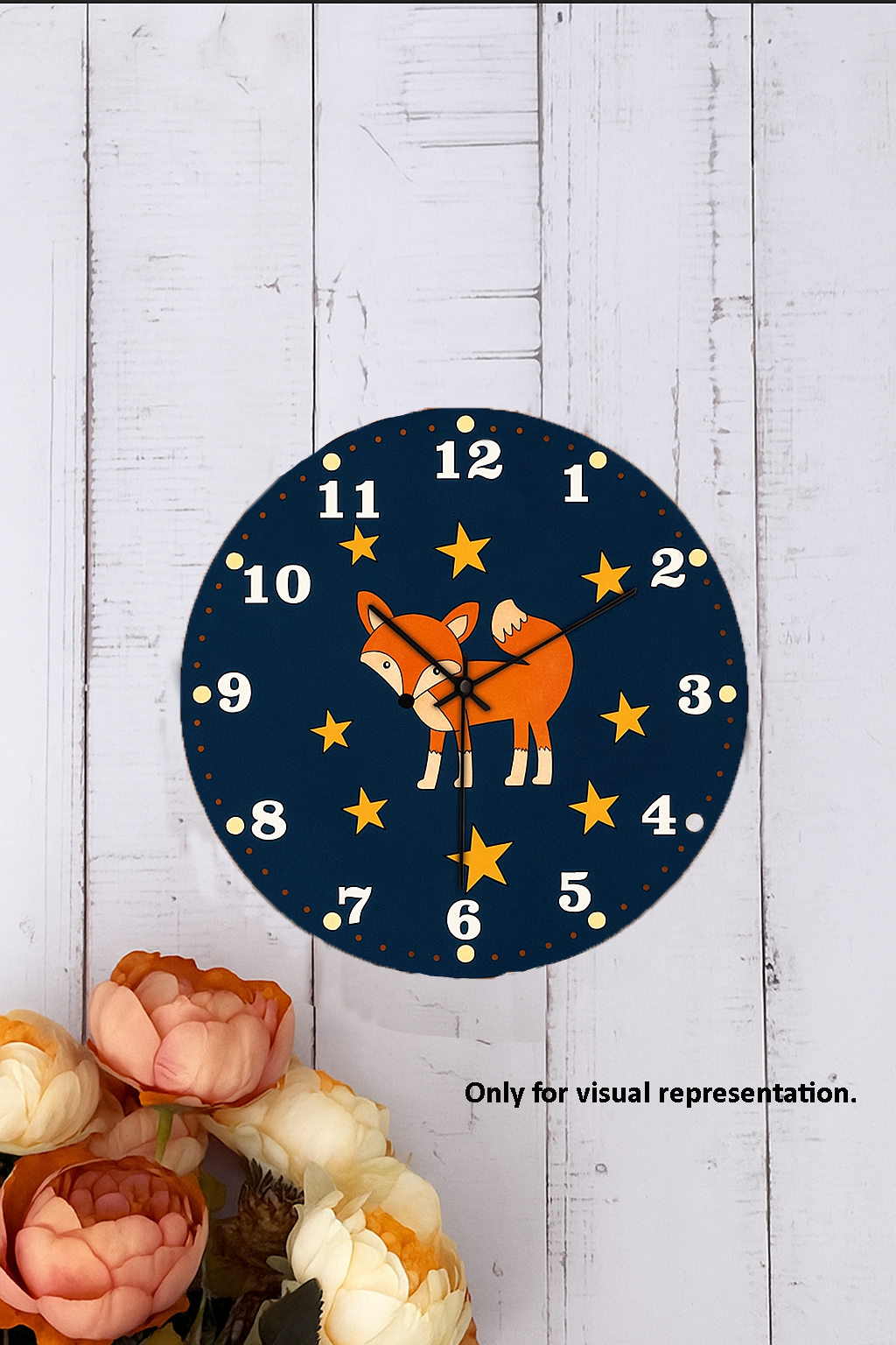 DIY fox wall clock with stars design MDF base