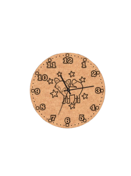 Raw MDF DIY fox clock base for children’s painting activity