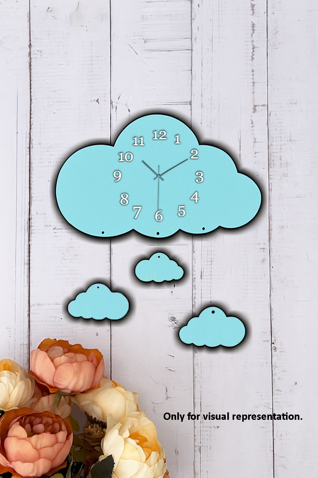 DIY cloud wall clock with hanging mini clouds for kids