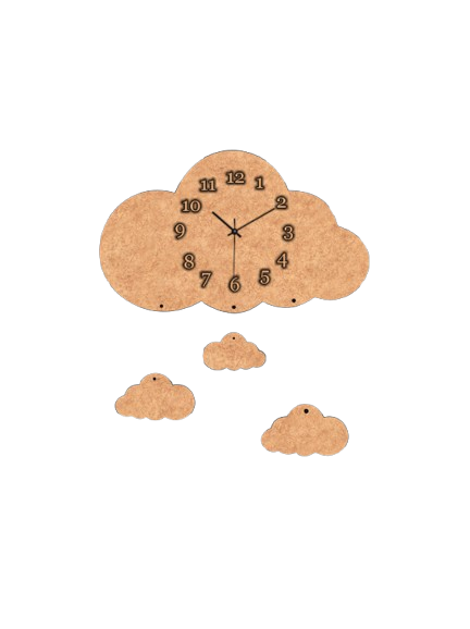 Raw MDF DIY cloud clock craft activity for children