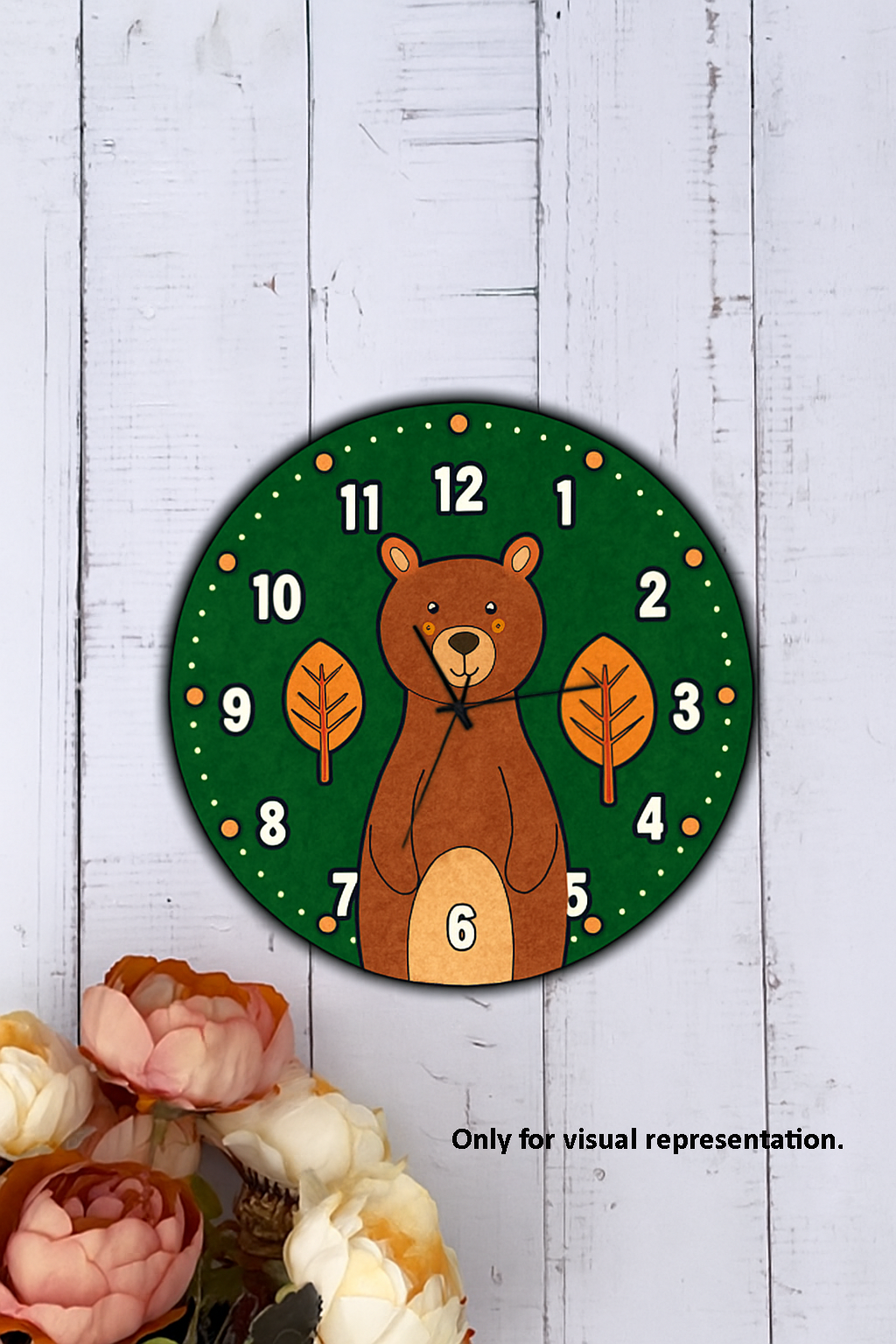 DIY bear wall clock with forest theme for kids