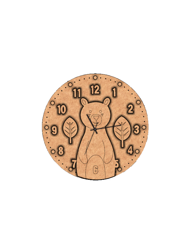 Raw MDF DIY bear wall clock for painting activity