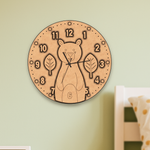 MDF DIY wall clock with bear design on a light green wall