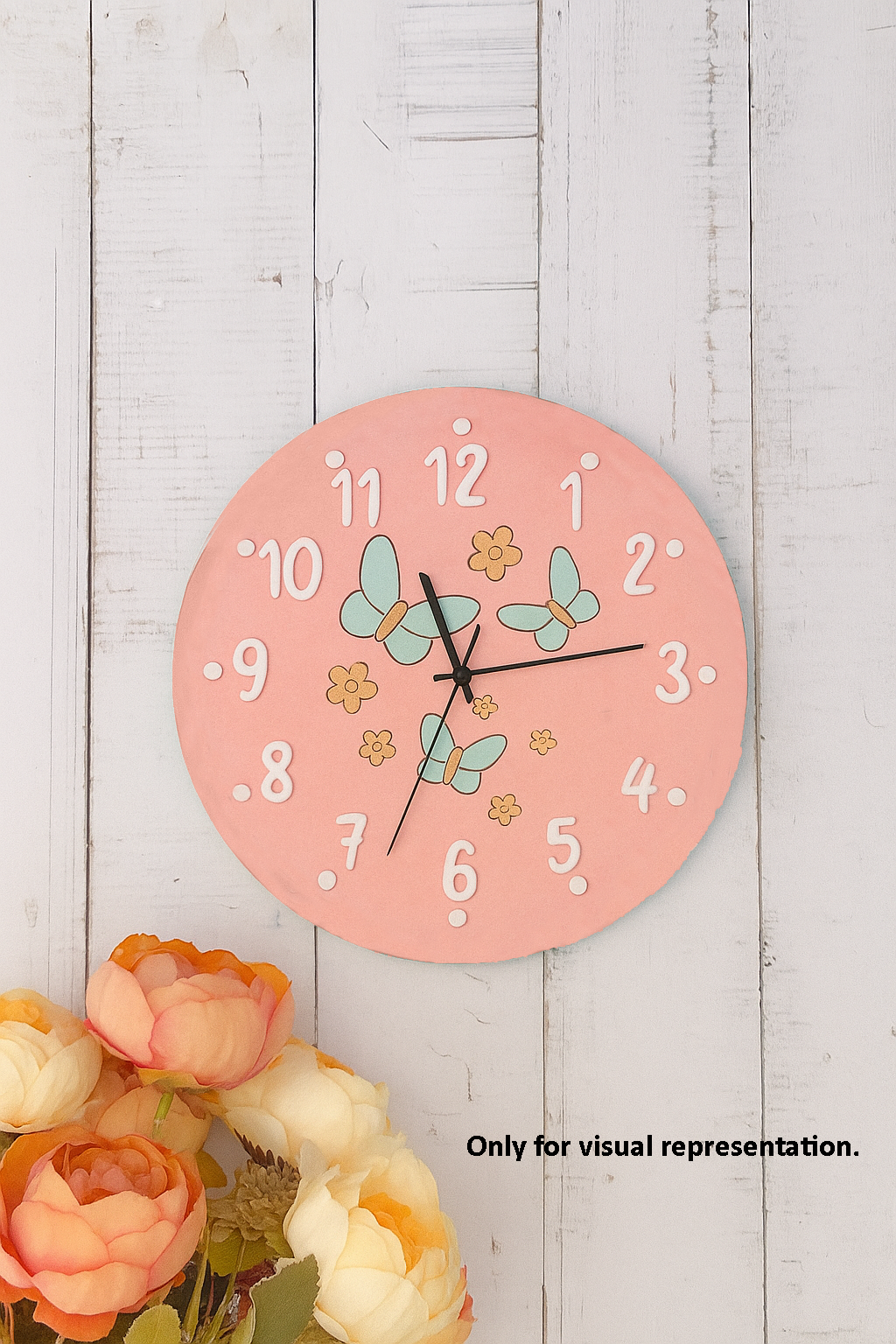 DIY butterfly wall clock with flowers design for kids