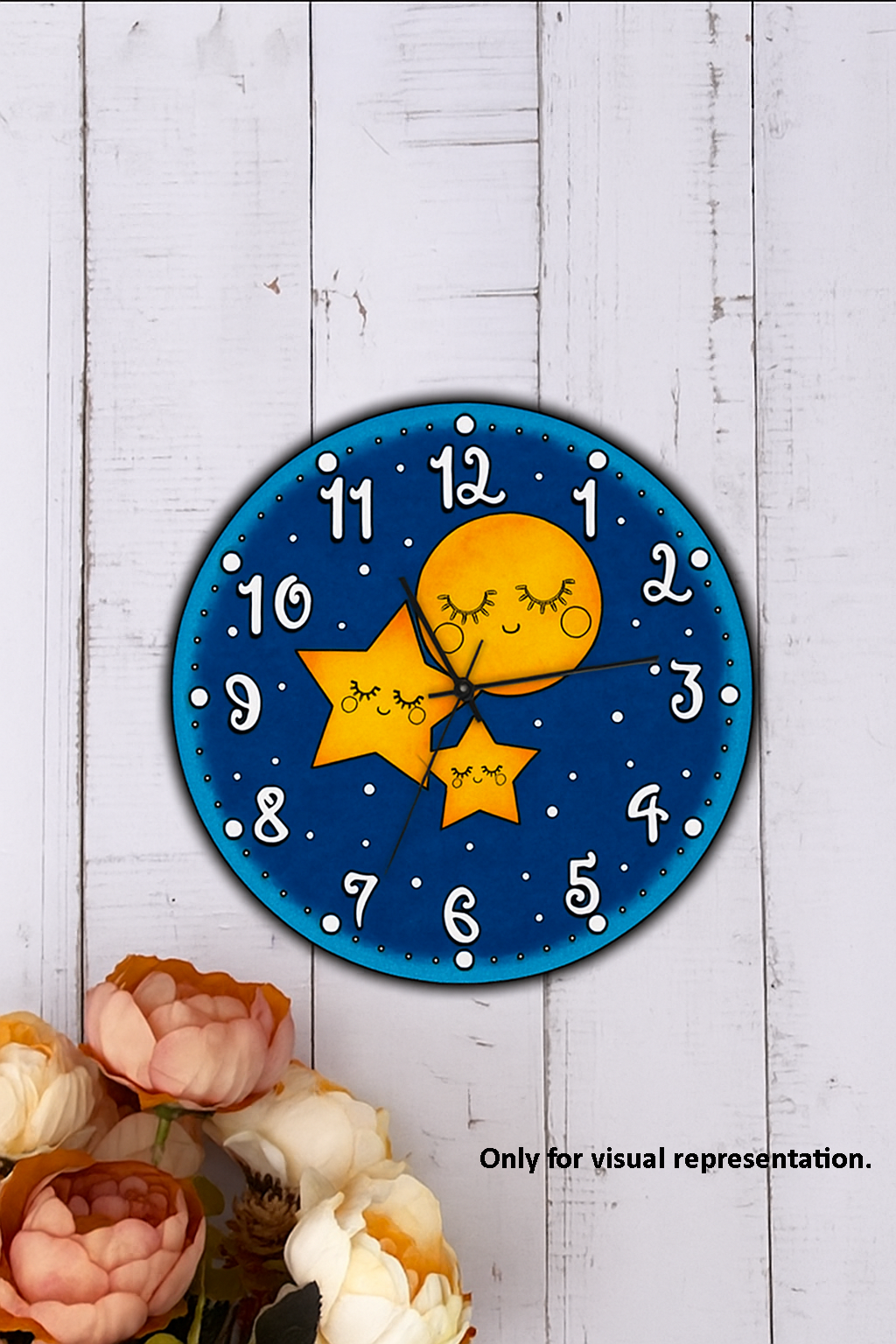 DIY moon and stars wall clock with night sky design for kids