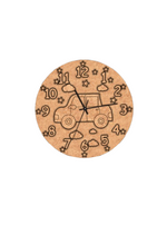 MDF engraved car design wall clock for children’s room décor