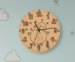 MDF DIY wall clock with star and number design on a light blue background