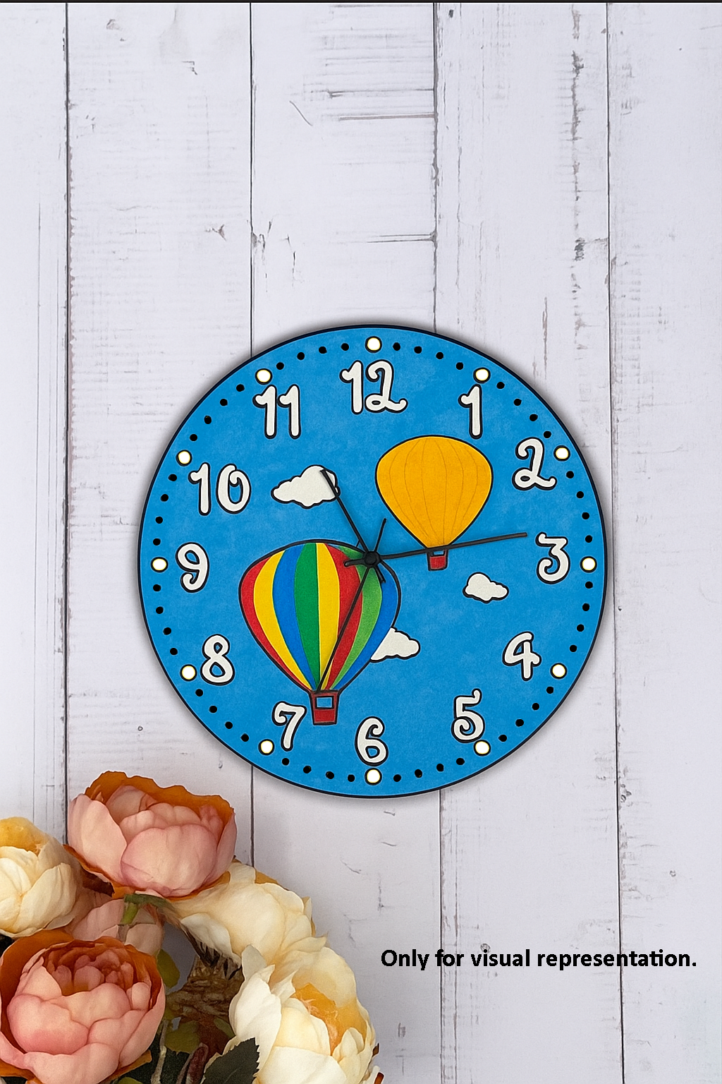 DIY MDF Hot Air Balloon Wall Clock for kids painting and decoration
