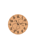 Unfinished MDF hot air balloon clock base with pre-marked outlines for coloring