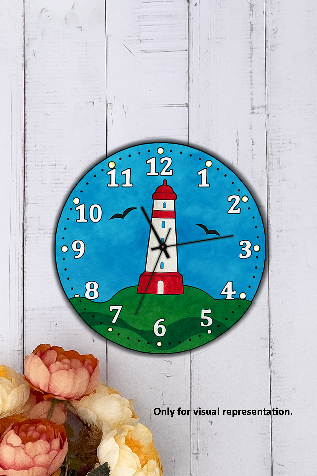 DIY MDF Lighthouse Wall Clock for kids painting and decorating
