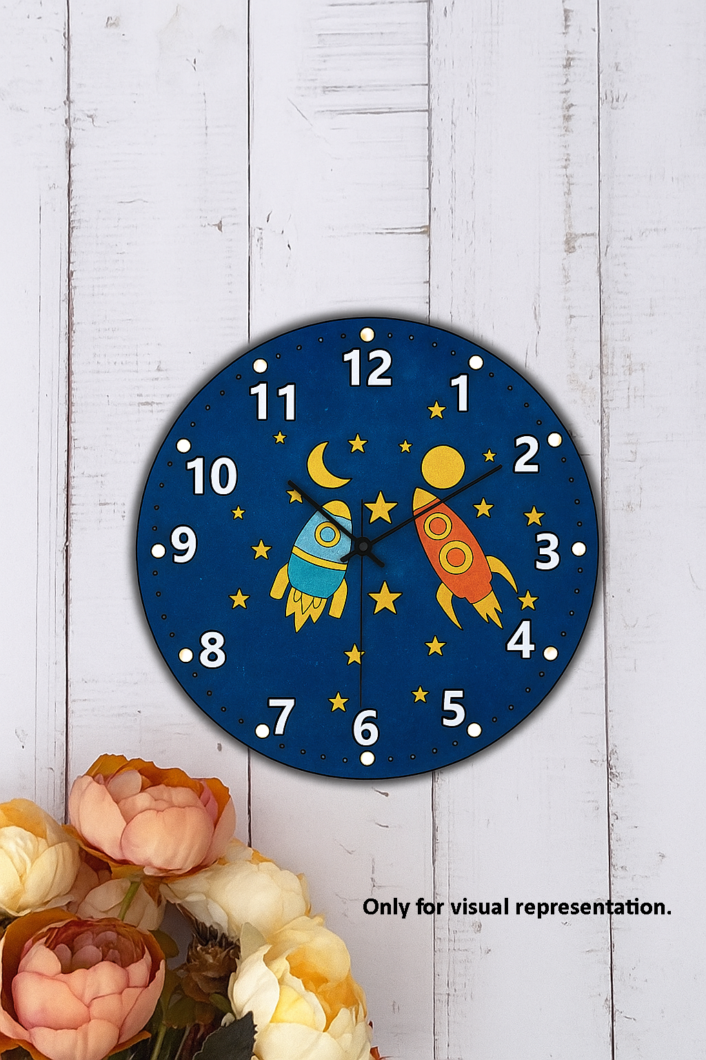 DIY MDF Space Rocket Wall Clock for kids painting and decoration