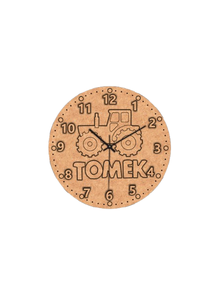 Unfinished MDF tractor cartoon wall clock base with pre-marked outlines
