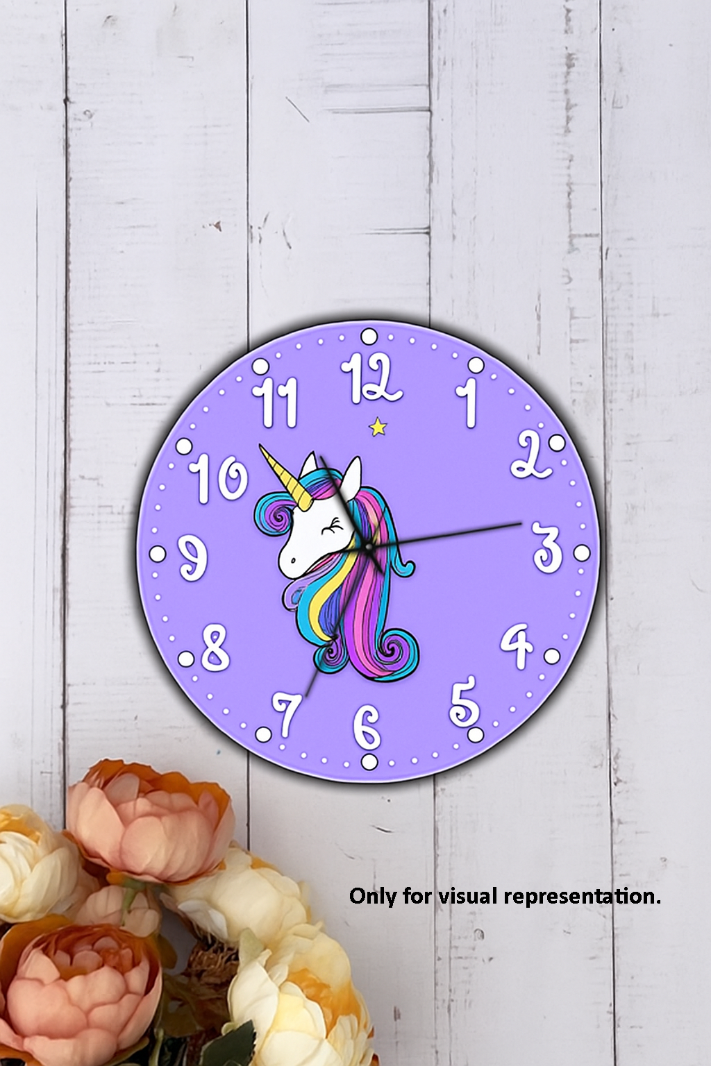 DIY MDF Unicorn Wall Clock with pre-marked outlines for painting and decorating