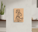 MDF DIY Canvas print of two lady on a wall with a plant and shelves in the background