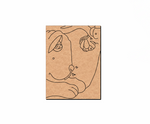 MDF DIY wall art  with line art of a face on a white background
