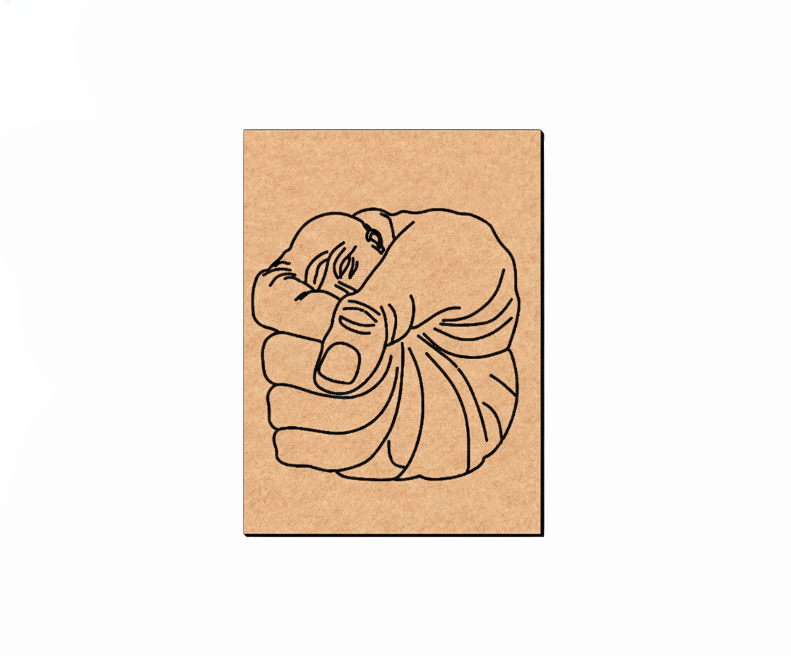 MDF DIY wall art  with a line drawing of a man on a white background