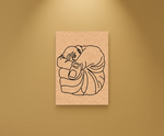 MDF DIY wall art with a black line drawing of a rose on a gold background