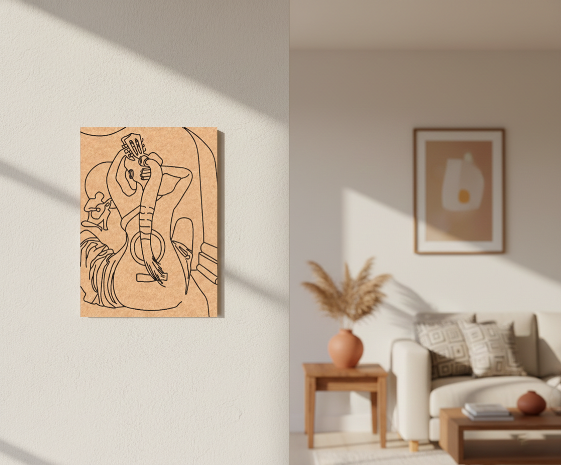 Abstract artwork on a wall in a living room setting