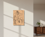 MDF DIY wall art of a stylized figure playing a guitar on a light-colored wall.