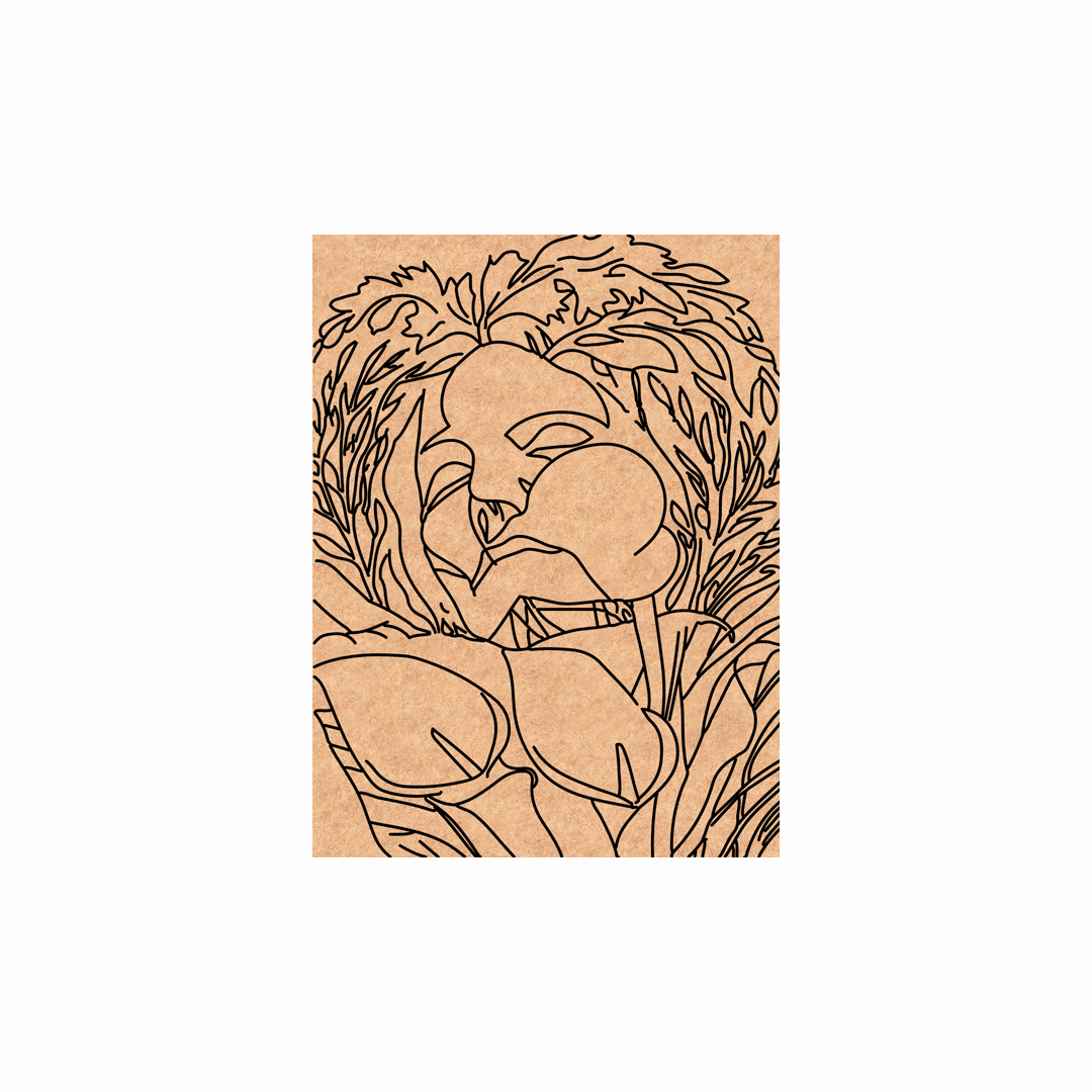 MDF DIY wall art  with a floral design on a white background