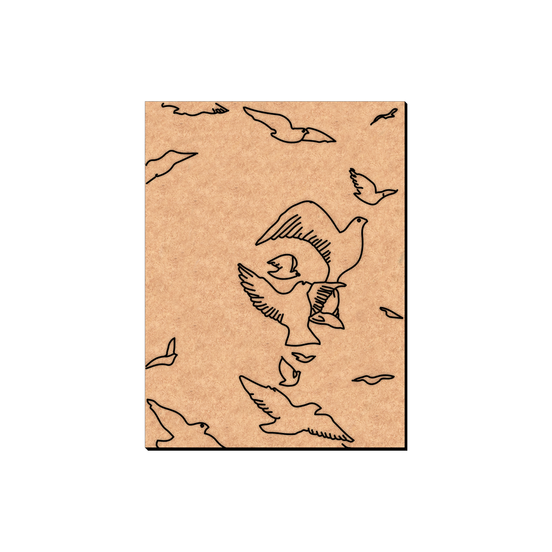 MDF DIY wall art with bird illustrations on a beige background