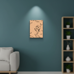 MDF DIY wall art with bird design on a teal wall in a living room.
