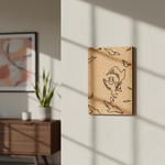 MDF DIY wall art with bird illustrations on a light gray wall.