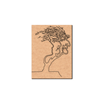 MDF DIY wall art with a line drawing of a face and tree on a white background